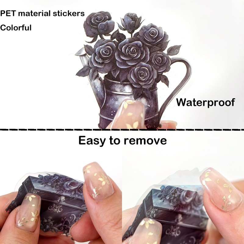 Dark Rose Stickers - 56 Pcs Clear PET