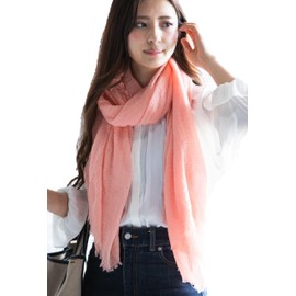 Harewith Scarf, Stole, Autumn and Winter, Women's, Japanese Brand, Cotton, Sun Protection, Thin, Large, Shawl, Towel, UV Protection, Cooling Protection, Birthday, Mother's Day, pink (salmon pink)