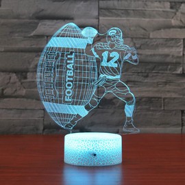 SUPERHONGJIHAO Night Light for Children, 3D Rugby LED Lamp with Remote Control, 16 Colours, Birthday Gift for Children