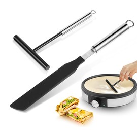 Set of 2 Crepes Distributor Stainless Steel Crepes Turner Dough Distributor Crepes Accessories Slider Crepes Distributor T-shape Dough Distributor for Crepes, Stainless Steel Dough Distributor for