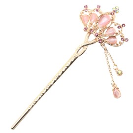 Miaomyao Kanzashi Kanzashi Kanzashi Single Piece Kimono with Tipped Sleeves Hair Ornament, Metal, Pair Couple, Tiara, Flower, Flower Motif, Pink Gold, Hair Accessory (Pink)