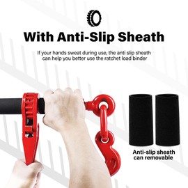 Lechansen 3/8''-1/2'' Chain Binders G80, 4 Pack Grade 80 Ratchet Load Binder 3/8 to 1/2 with G80 Grab Chain Hooks,9 200 Pound Working Safe Load Chain Binder for G80 Transport Chains,Hauling,Tie Down