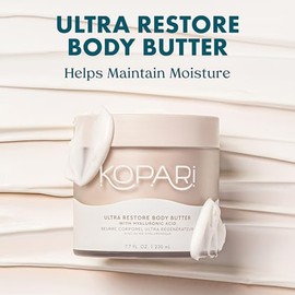 Kopari Ultra Restore Body Butter with Hyaluronic Acid, Vitamin B5 and Coconut Oil for Long-Lasting Hydration | Silky Smooth Moisturizing Body Lotion for Dry Skin | Vegan and Cruelty-Free | 7.7 oz