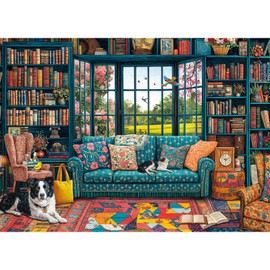 Chalzidar Cozy Study Jigsaw Puzzles for Adults 1000 Pieces, Interlock Perfectly Letter on Back No Dust, Home Decor Birthday Party Puzzle Gift, 1:1 Poster Jigsaw Puzzles for Adults