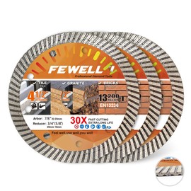 FEWELL 4.5Inch Super Thin Diamond Ceramic Saw Blade, Turbo Blade Cutting disc for Porcelain, Ceramic Tile Granite Brick and Concrete 115x10x22.23 mm (3-Packs)