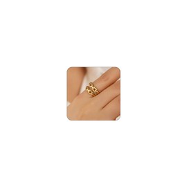 Chunky Gold Rings 18K Gold Plated Statement Dome Band Rings Chunky Rings Statement Stainless Steel Ring Jewelry for Women Gifts for Her, Metal, No Gemstone