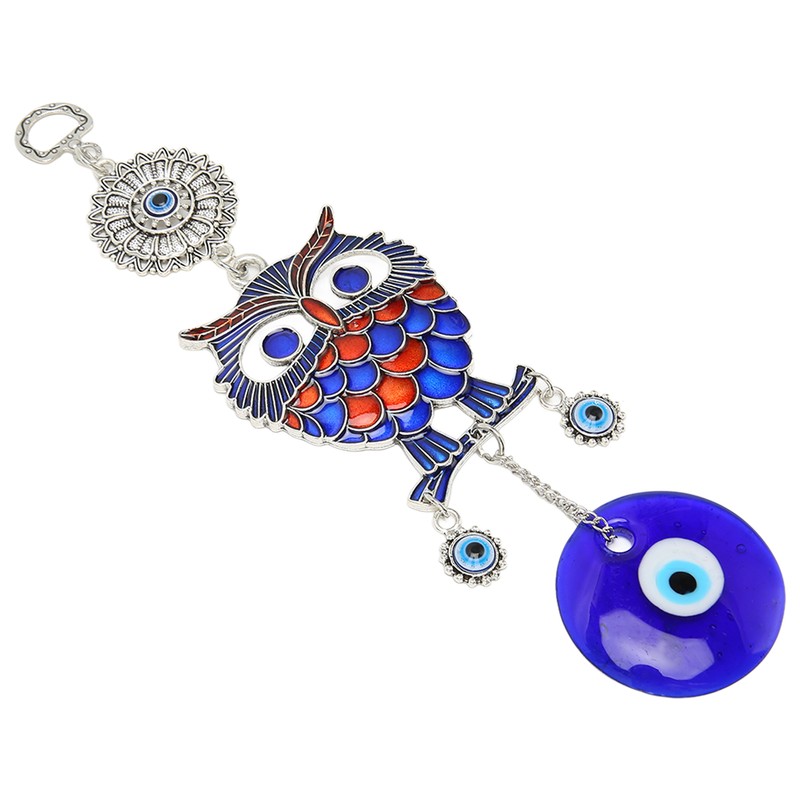 Blue Eye Owl Keychain Good Luck Beautiful Blessing Amulet Car
