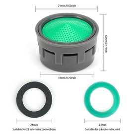 Pack of 10 Aerators for Taps, Aerator Insert, Tap Aerator, Water Saving Insert, Perlator M22 Internal Thread M24 Male Thread, with 20 Pieces Rubber Disc, Tap Replacement Parts for Bathroom Kitchen