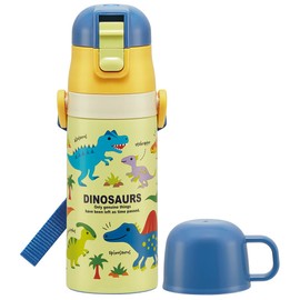 Skater SKDC3-A Children's Stainless Steel Water Bottle, 2-Way Direct Drinking, 14.2 fl oz (420 ml), Cup Dinosaurus, Picture, Children's Friendly, Lightweight Type, Boy, Thermal/Cold Dinosaurs, Small