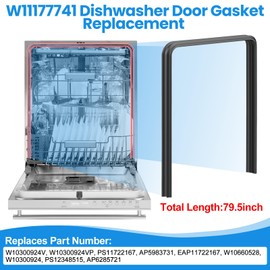 Upgraded W11177741 Thicker Dishwasher Door Seal Gasket-79.5",Compatible with Whirlpool Kitchenaid Dishwasher Part KDPE334GPS0 KDTE234GPS0,For Kenmore 665 Dishwasher WDT750SAHZ0 WDT730PAHZ0 WDTA50SAHZ0