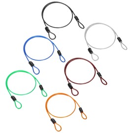 M METERXITY 6-Pack Security Cable Lock, 3.28FT PVC Coated Steel Luggage Lock Wire Rope with Double Loop for Outdoor Travel/Gate/Bike, Cut-Resistant Braided Steel Cable Kit