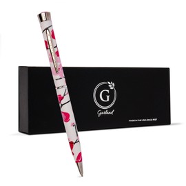Garland Metal Twist Pen – Made in USA - Pink Cherry Blossom Flower Design with Chrome Finish, Gift for Client, Graduate, Professional Look, Gift Box, Refillable with Universal #1 Refill