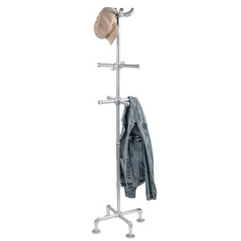 MyGift 5.5ft Freestanding Coat Rack with Silver Tone Industrial Metal Pipe Design and 12 Hooks, Entryway Organizer Stand for Hanging Coats, Hats, Purses
