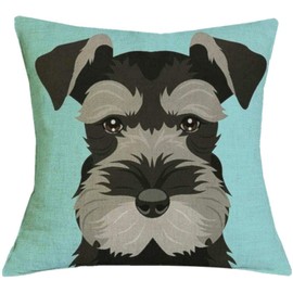 The Beach Stop Decorative Miniature Schnauzer Dog Scatter Cushion Cover | Home Decor Gift Idea | 45x45cm 18x18” | Light Blue