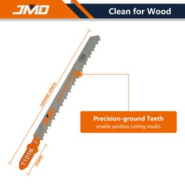JMD 30-Piece T101B 4 Inch 10TPI Jigsaw Blades T Shank for Wood Jig Saw Blade Set Jig Saw Blades for Plastic Compatible with RYOBI Milwaukee Makita Bosch DeWalt etc