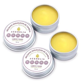 ACEMELIA Pack of two repairing lip balms, 2 x 10 ml, nose and lips, intensive care and moisture for dry and chapped lips, protection against cold and wind, vegan