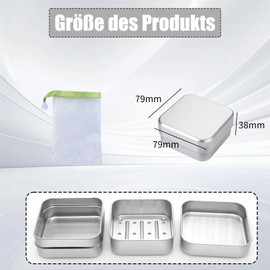Soap Box Travel Set, Aluminium Soap Container + Mesh Soap Bag, Soap Box Travel Waterproof, Foamie Soap Box, for Soap Dishes, Metal Soap Box, with Lid Travel Soap Box, Portable Soap Box