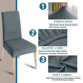KELUINA Chair Covers, Stretch Chair Covers for Dining Room Chairs, Removable, Washable, Universal Chair Cover, Chair Cover for Kitchen, Dining Room (Set of 2, Grey)