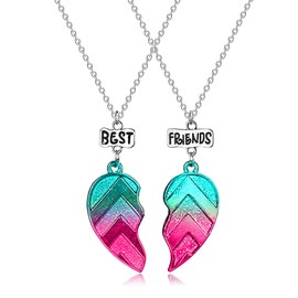 Pack of 2 Unicorn Friendship Necklaces, Unicorn Heart Necklace, Heart Unicorn Pendant, Best Friend, Friendship Necklaces for 2, Unicorn Necklace, Friendship Chain for 2 Girls Children, Stainless Steel