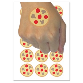 Pepperoni Mushroom Pizza Doodle Temporary Tattoo Water Resistant Fake Body Art Set Collection - 15 2" Tattoos (1 Sheet)