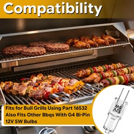 SDRZJX 5W 12V Bulbs for BBQ Grill Clear White Light Bulbs Compatible with Bull Grills G4 Bi-Pin Replace#: 16532
