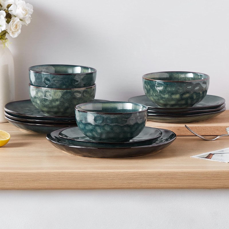 vancasso Starry Dinnerware Set for 4, Handmade Reactive Glaze Stoneware