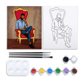 Canvas Painting Kit, Pre Drawn Canvas for Painting for Adults, Sip and Paint for Adult's Date Night Party Supplies Afro Boy King Paint Art Set, Father's Day Gift