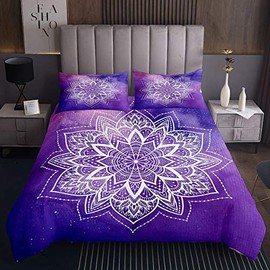 Boho Mandala Coverlet Hippie Mandala Quilted Bedspreadative Exotic Floral Quilted Bedspread For Kids Adults Indian Bohemian Style Ultra Soft Single Size