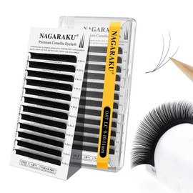 Nagaraku Eyelash Extensions, Matsueku LC Curl That Can Be Over 3D Per Row 0.3 - 0.4 - 0.4 inches (9 - 10 - 11 mm) Mix, 12 Rows, Seconds Fan, Thickness 0.003 inches (0.07 mm), Lightweight, Ultra Fine,