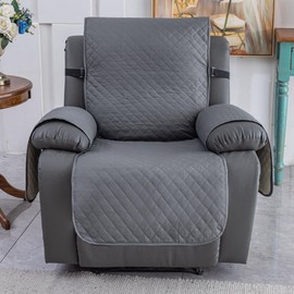 JIKFRIMA Waterproof Nonslip Recliner Chair Cover Stay in Place, Covers for Recliner Chair with Pocket, Washable Reclining Chair Furniture Protector（23" Grey Blue）