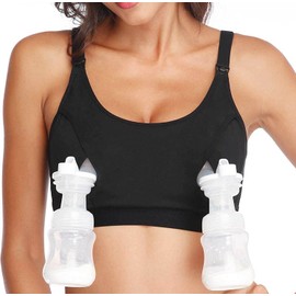 Hands Free Pumping Bra, Nursing Bras for Breastfeeding, Adjustable Breast-Pumps Holding and Nursing Pregnancy Bra in One for Women (X-Large, Black)