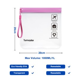 4 Packs Airport Approved Clear Toiletry Bag, Leak-Proof Airport Security Approved Liquid Bags 20 x 20 cm, Waterproof Travel Toiletry Bag for Liquids and Cosmetics, 2pc-pink