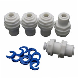 5 PCS White Fittings Bulkhead Connector 1/4" Tube Quick connect RO Water Filter Connector