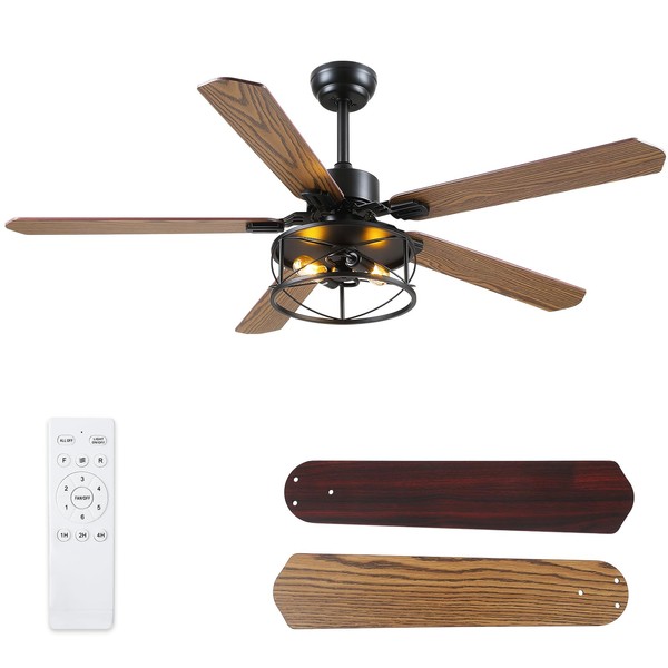 Dannilong Farmhouse Ceiling Fan with Light and Remote 56" Rustic