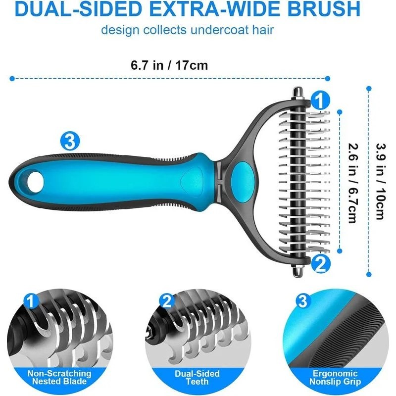 Dog Deshedding Brush – 2in1 Stainless Pet Deshedding Brush Dog,