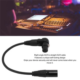 XLR Microphone Extension Cable Adapter,90 Degree XLR Female to Male Connector, Self Locking Design for Studio Lighting, Acoustics, Electric Guitars (1ft)