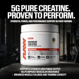 Creatina micronizada para fuerza muscular, recuperación y rendimiento entra en conflicto con el valor RAW Creatina sin sabor - 100 porciones, 17.64 oz