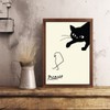 picasso cat and chick (A4 size with wood grain frame)