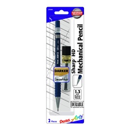 Pentel Arts Sharp HD - Lápiz mecánico (1,3 mm), color azul oscuro, (1) repuesto de plomo súper alto polímero (AM13PABP)