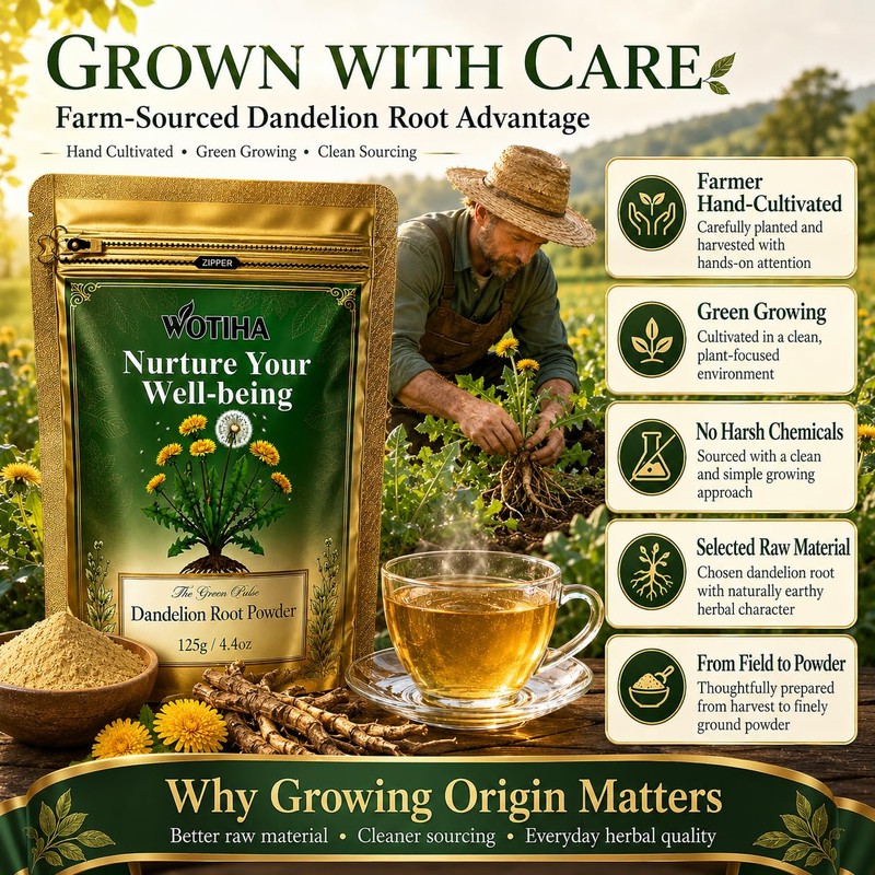 WOTIHA Dandelion Root Powder 4.4oz (125g) - 100% Natural &