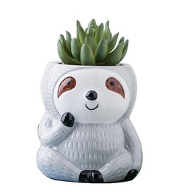 Cute Cartoon Animal Sloth Shaped Ceramic Succulent Cactus Vase Flower Plant Pot for Home Garden Office Desktop Decoration,Plant Not Included