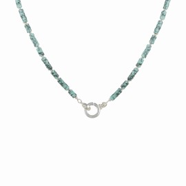 86 YORK Brand Classic Simple Green Stone Necklace Collarbone Metal Chain Necklace for Women Fashion JewelryColor: MEERAE17S