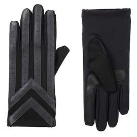 isotoner Men’s Spandex Touchscreen Cold Weather Gloves with Warm Fleece Lining and Chevron Details, Charcoal, Medium