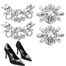 NIIIYTYB 4 Pcs Rhinestone Shoe Clips Elegant Crystal Embellishments for Women’s Heels and Flats Detachable Jewelry Clip Buckle Decorations Sparkling Rhinestone Shoe Accessories and Ornaments for Dress Bridal and Party