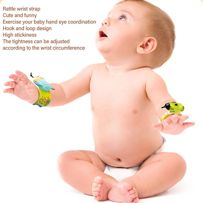 Baby Wrist Rattle Socks Set Soft Cute Cartoon Animal Hand