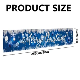 Merry Christmas Banner, Merry Christmas Sign Blue Christmas Decorations, Large Xmas Photo Backdrop Snowflake Banner, Outside Christmas Decorations for Yard Garden Lawn House, Holiday Party Supplies