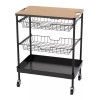 Home Ideas Carrito De Cocina De Acero/madera Con Asas Y