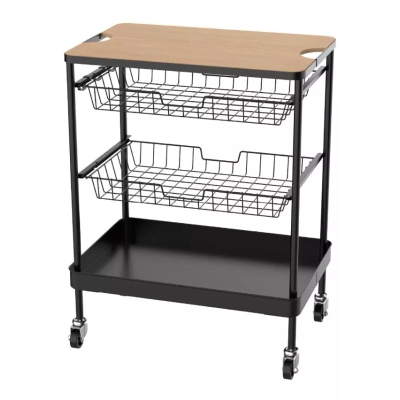 Home Ideas Carrito De Cocina De Acero/madera Con Asas Y