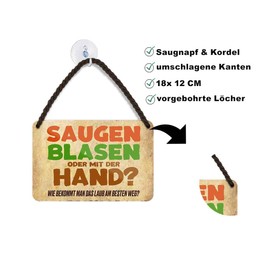 schilderkreis24 Tin Sign Funny Saying "Wie bekommt man das Laub am besten weg?" Decorative Gift Idea Man Woman 18 x 12 cm