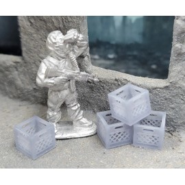 Unbranded Miniature Milk Crates - Set of 12x, 28mm Tabletop / Wargame Scatter Terrain